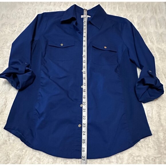 Croft & Barrow Stretch Blue Blouse Cotton Polyester Blend Women's Size SMALL - Picture 8 of 14